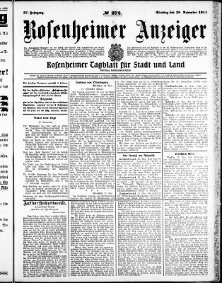 Rosenheimer Anzeiger Dienstag 28. November 1911