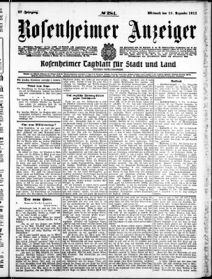 Rosenheimer Anzeiger Mittwoch 13. Dezember 1911