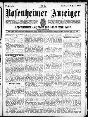 Rosenheimer Anzeiger Dienstag 9. Januar 1912