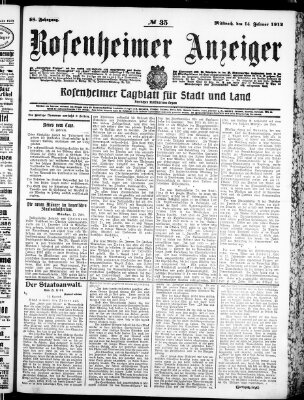 Rosenheimer Anzeiger Mittwoch 14. Februar 1912