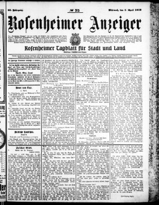 Rosenheimer Anzeiger Mittwoch 3. April 1912