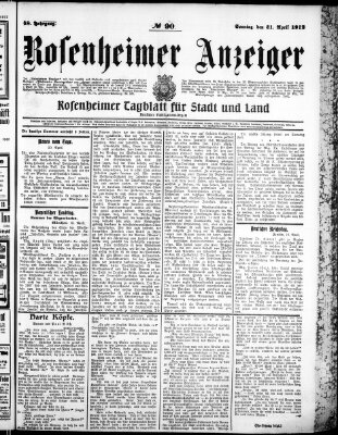 Rosenheimer Anzeiger Sonntag 21. April 1912