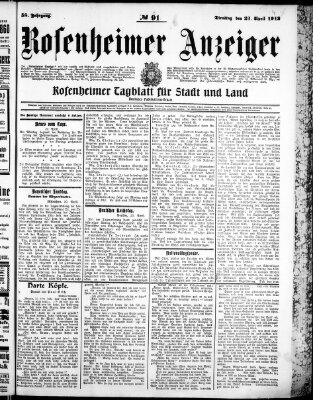 Rosenheimer Anzeiger Dienstag 23. April 1912