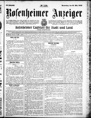 Rosenheimer Anzeiger Donnerstag 23. Mai 1912