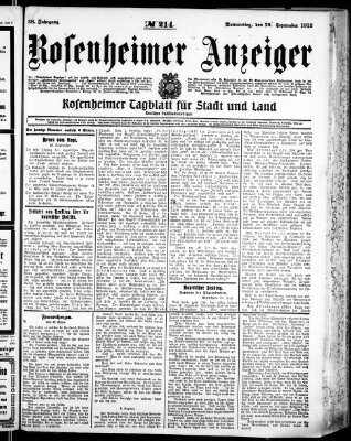 Rosenheimer Anzeiger Donnerstag 19. September 1912
