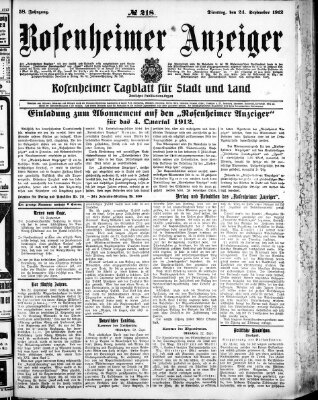 Rosenheimer Anzeiger Dienstag 24. September 1912