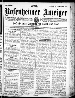 Rosenheimer Anzeiger Mittwoch 25. September 1912