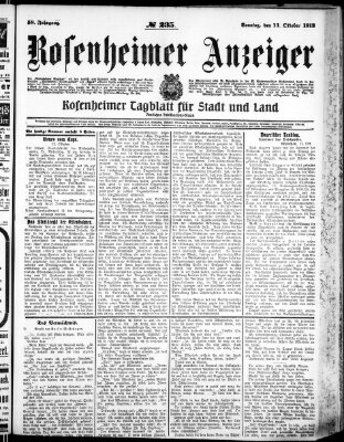Rosenheimer Anzeiger Sonntag 13. Oktober 1912