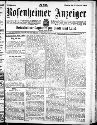 Rosenheimer Anzeiger Dienstag 19. November 1912