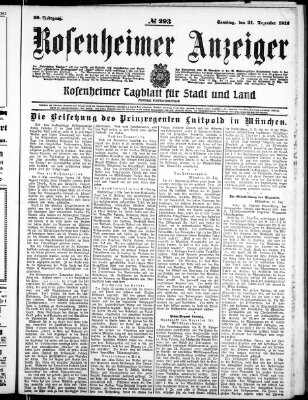 Rosenheimer Anzeiger Samstag 21. Dezember 1912