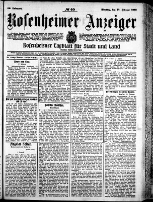 Rosenheimer Anzeiger Dienstag 18. Februar 1913