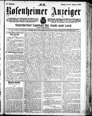 Rosenheimer Anzeiger Freitag 21. Februar 1913