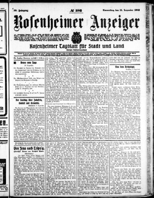 Rosenheimer Anzeiger Donnerstag 11. Dezember 1913