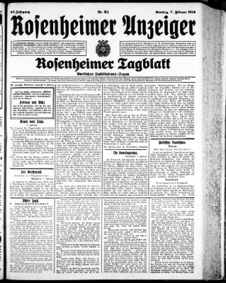 Rosenheimer Anzeiger Samstag 7. Februar 1914