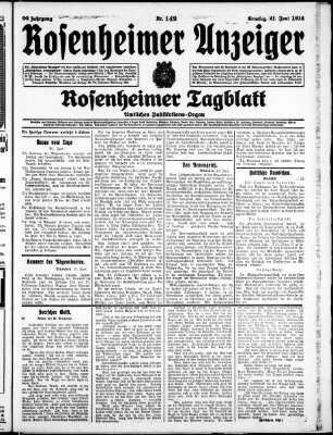 Rosenheimer Anzeiger Sonntag 21. Juni 1914