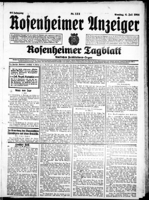 Rosenheimer Anzeiger Samstag 4. Juli 1914