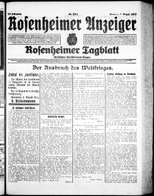 Rosenheimer Anzeiger Samstag 8. August 1914