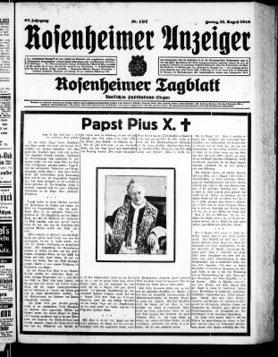 Rosenheimer Anzeiger Freitag 21. August 1914