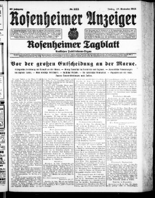 Rosenheimer Anzeiger Freitag 18. September 1914