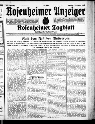 Rosenheimer Anzeiger Dienstag 13. Oktober 1914
