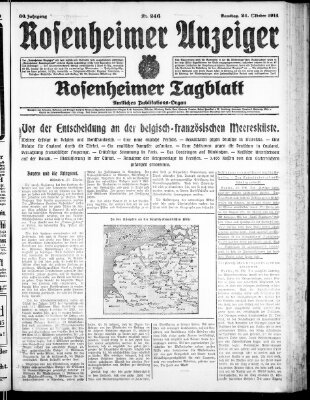 Rosenheimer Anzeiger Samstag 24. Oktober 1914