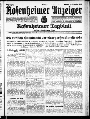 Rosenheimer Anzeiger Sonntag 22. November 1914