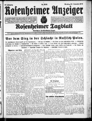 Rosenheimer Anzeiger Dienstag 24. November 1914