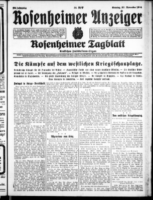 Rosenheimer Anzeiger Sonntag 29. November 1914