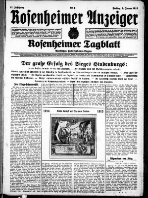 Rosenheimer Anzeiger Freitag 1. Januar 1915