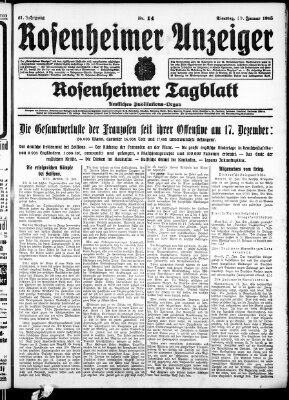 Rosenheimer Anzeiger Dienstag 19. Januar 1915