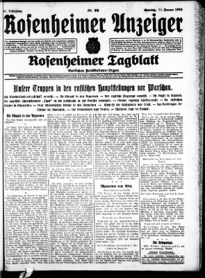 Rosenheimer Anzeiger Sonntag 31. Januar 1915