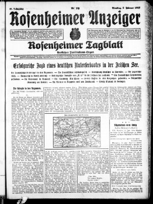 Rosenheimer Anzeiger Samstag 2. Januar 1915