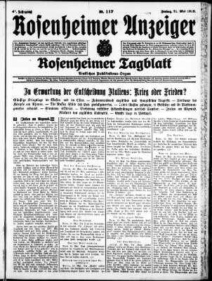Rosenheimer Anzeiger Freitag 21. Mai 1915