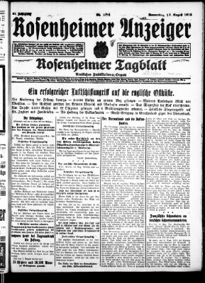 Rosenheimer Anzeiger Donnerstag 12. August 1915