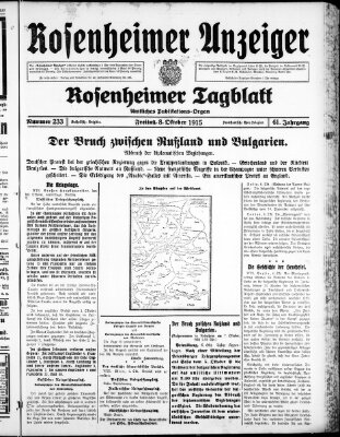 Rosenheimer Anzeiger Freitag 8. Oktober 1915
