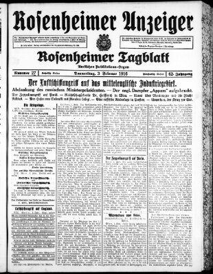 Rosenheimer Anzeiger Donnerstag 3. Februar 1916