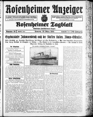 Rosenheimer Anzeiger Sonntag 19. März 1916