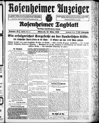 Rosenheimer Anzeiger Mittwoch 22. März 1916