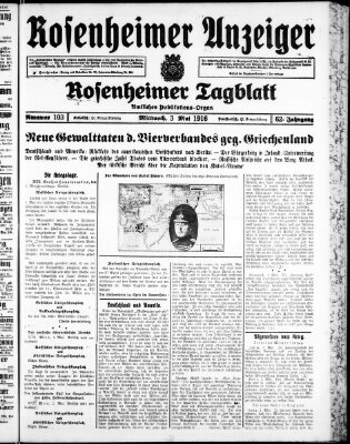 Rosenheimer Anzeiger Mittwoch 3. Mai 1916