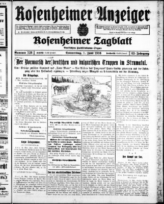 Rosenheimer Anzeiger Donnerstag 1. Juni 1916