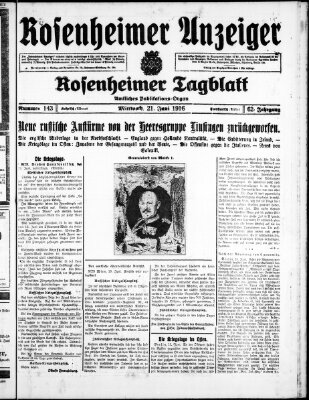 Rosenheimer Anzeiger Mittwoch 21. Juni 1916