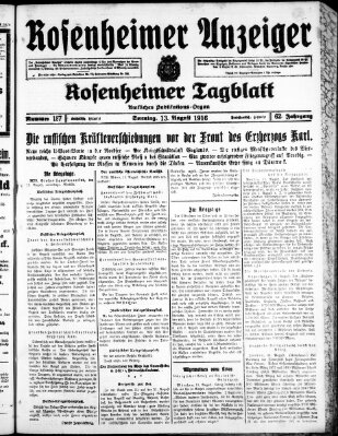 Rosenheimer Anzeiger Sonntag 13. August 1916
