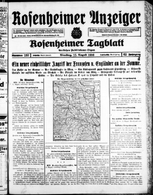Rosenheimer Anzeiger Dienstag 15. August 1916