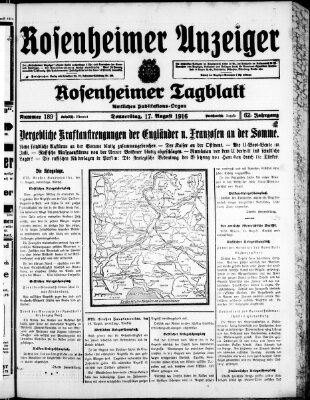 Rosenheimer Anzeiger Donnerstag 17. August 1916