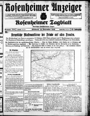 Rosenheimer Anzeiger Mittwoch 20. September 1916