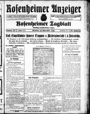 Rosenheimer Anzeiger Samstag 23. September 1916