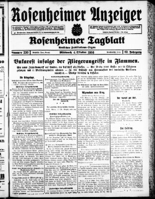 Rosenheimer Anzeiger Mittwoch 4. Oktober 1916