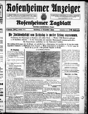 Rosenheimer Anzeiger Samstag 2. Dezember 1916