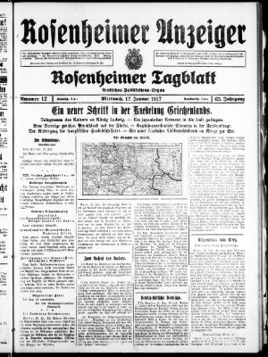Rosenheimer Anzeiger Mittwoch 17. Januar 1917