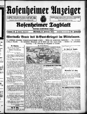 Rosenheimer Anzeiger Mittwoch 21. Februar 1917